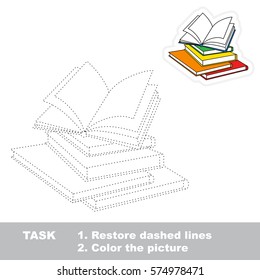 Many books. Dot to dot educational game for kids.