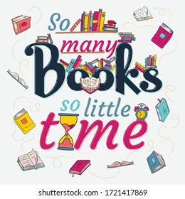 So many books so little time quote colorful typography design 