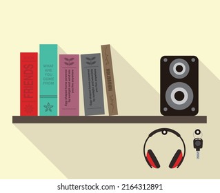 viele Bücher auf der virtuellen Bibliothek, Vektorgrafik