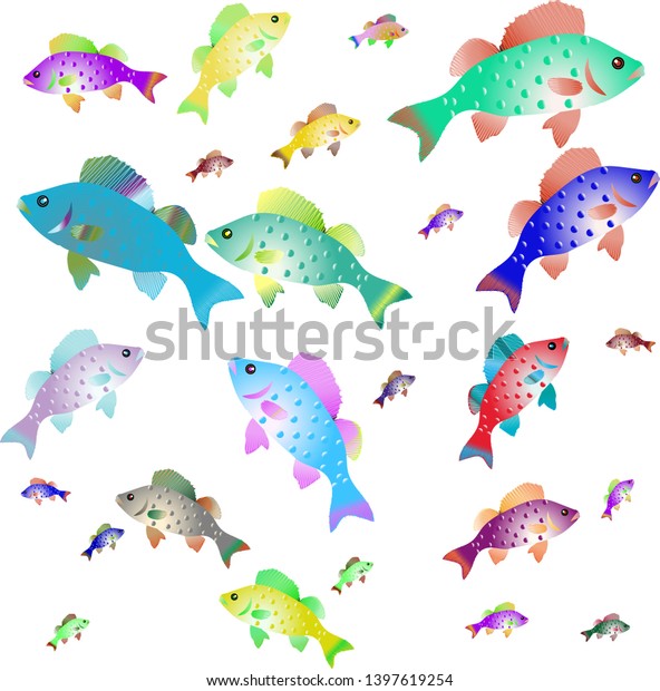 Many Bright Colorful Fish Vector Illustration Stock Vector (Royalty ...