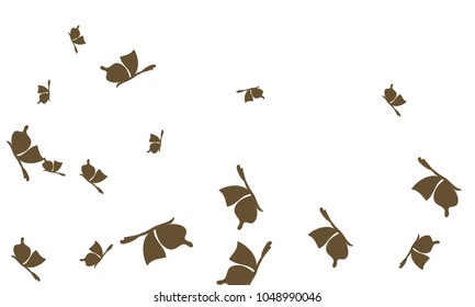 Many Brown Butterflies on White Background