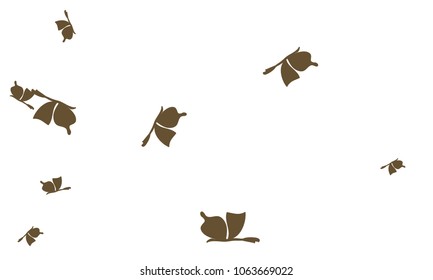 Many Brown Butterflies on White Background