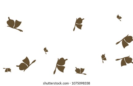 Many Brown Butterflies on White Background