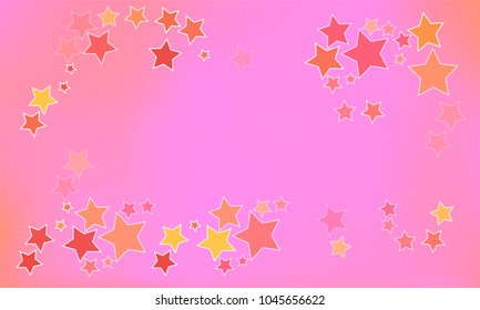 Many Brown, Yellow and Red Stars on Orange and Pink Gradient Background