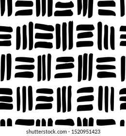 Many brushstrokes. Vector seamless pattern in scandinavian style. Monochrome, customized color. Handdrawn with paintbrush. For printing on fabric paper. Simple abstract graphic surface pattern design.
