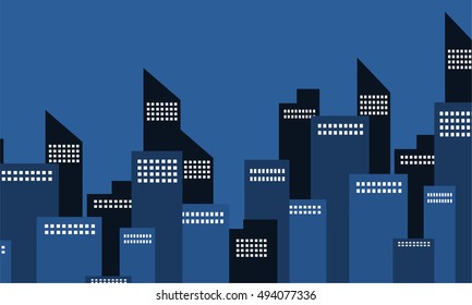 Many building city of silhouette vector illustration