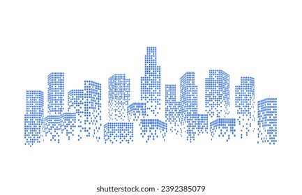 Many building skyscraper with abstract style