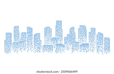 Muchos rascacielos de construcción digital futurista tema para el fondo y el Fondo de pantalla