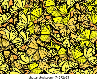 many butterflies background, individual objects in vector format