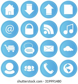 many buttons light blue on white background