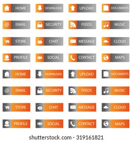 many buttons red grey on white background