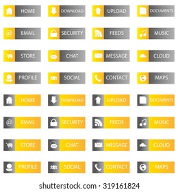 many buttons red grey on white background