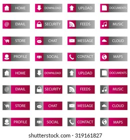 many buttons red grey on white background