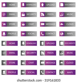 many buttons red grey on white background