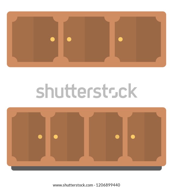 Many Cabinets Together Showing Icon Kitchen Stock Vector Royalty