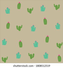many cactus in desert illustration