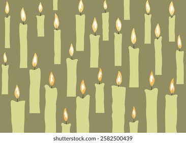 Many candles background. Church candles background. Religion and Christianity. A set of candles illustration. Remembrance or religious background. Meditation.