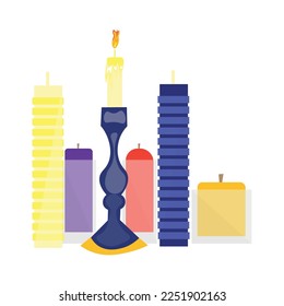 Many candles on white background