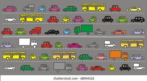 many cars on the wide urban road
