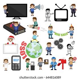 Many Cartoon Concepts Vectors
