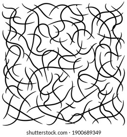 Many chaotically arranged lines similar to worms as a background, texture, pattern.
