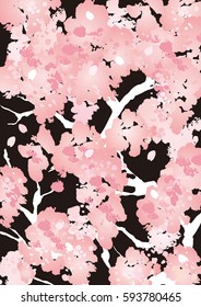 Many cherry blossoms illustration