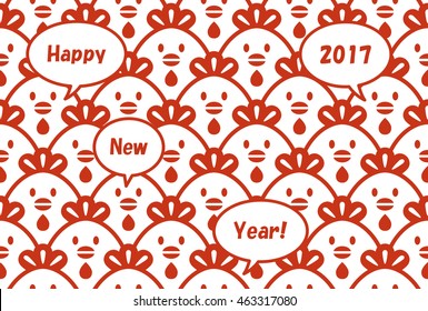 Many chickens say Happy new year with white background