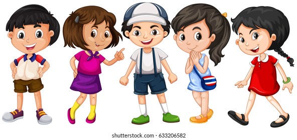 Many Children Big Smile Illustration Stock Vector (Royalty Free ...