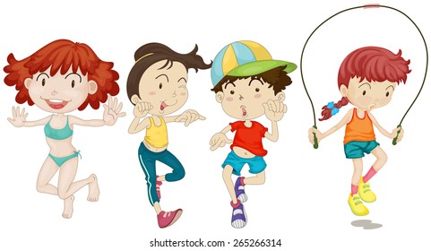 Many children in different actions