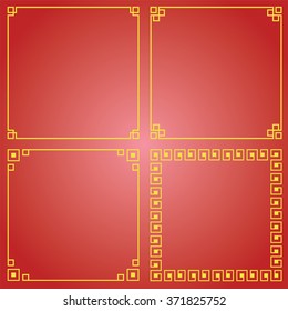 Many Chinese border, Chinese decorative frame on red background