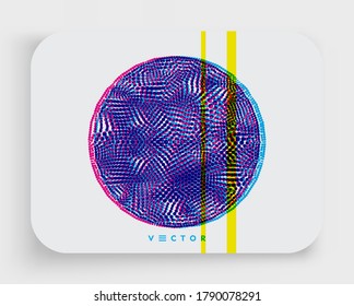 Many circles of different sizes in the form of circle. Vector illustration for cover, poster, banner or flyer. Stereo effect. 