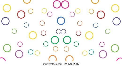 many circles of various sizes and colors seamless pattern, circle vector illustration.