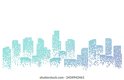 Many city skyscraper for modern digital background