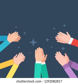 Many clapping hands. Applaud hands. Concept congratulations, Bravo. Vector illustration