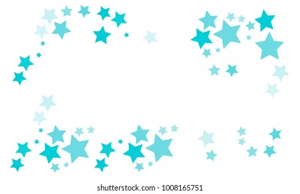 Many Classy Blue Stars of Different Size and Opacity on White Background