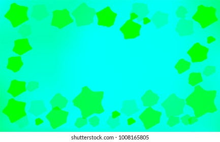 Many Classy Green Stars of Different Size and Opacity on Blue Gradient Background