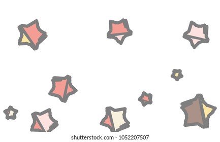 Many Classy, Modern, Stylish and Good Looking Light Pink, Yellow, Red, Brown and Grey Stars of Different Size on White Background