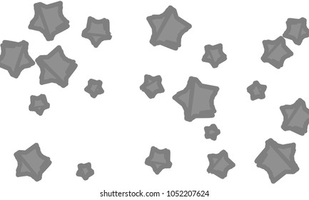 Many Classy, Modern, Stylish and Good Looking Grey Stars of Different Size on White Background