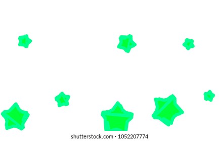Many Classy, Modern, Stylish and Good Looking Green Stars of Different Size on White Background