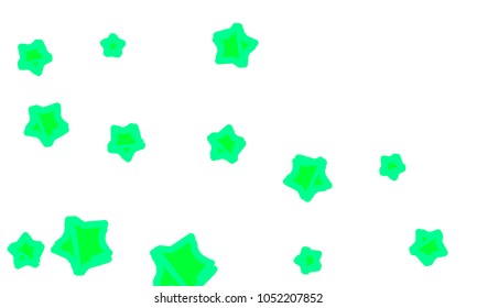 Many Classy, Modern, Stylish and Good Looking Green Stars of Different Size on White Background