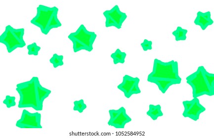 Many Classy, Modern, Stylish and Good Looking Green Stars of Different Size on White Background