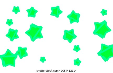Many Classy, Modern, Stylish and Good Looking Green Stars of Different Size on White Background