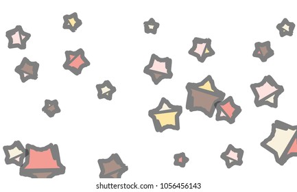 Many Classy, Modern, Stylish and Good Looking Light Pink, Yellow, Red, Brown and Grey Stars of Different Size on White Background