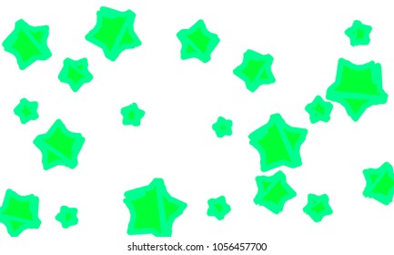 Many Classy, Modern, Stylish and Good Looking Green Stars of Different Size on White Background
