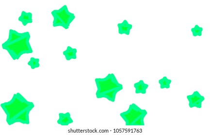 Many Classy, Modern, Stylish and Good Looking Green Stars of Different Size on White Background