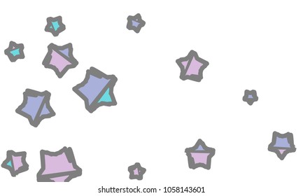 Many Classy, Modern, Stylish and Good Looking Violet, Blue and Grey Stars of Different Size on White Background