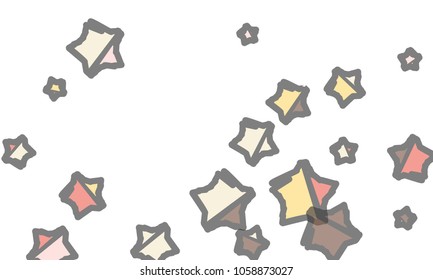 Many Classy, Modern, Stylish and Good Looking Light Pink, Yellow, Red, Brown and Grey Stars of Different Size on White Background