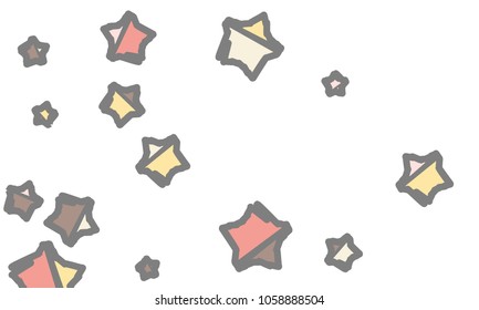 Many Classy, Modern, Stylish and Good Looking Light Pink, Yellow, Red, Brown and Grey Stars of Different Size on White Background