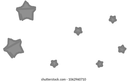 Many Classy, Modern, Stylish and Good Looking Grey Stars of Different Size on White Background