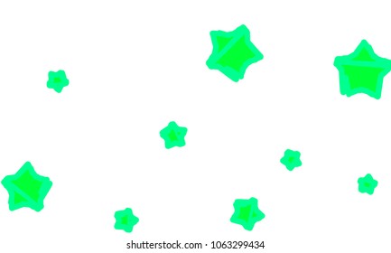Many Classy, Modern, Stylish and Good Looking Green Stars of Different Size on White Background